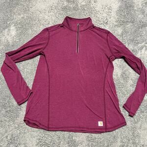 Carhartt Shirt Womens Medium 8-10 Pink Quarter Zip Base Layer Long Sleeve